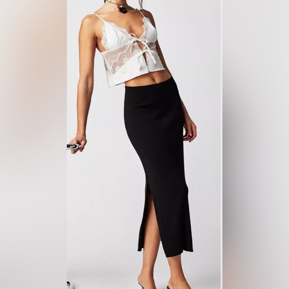 Free people golden hour midi skirt black